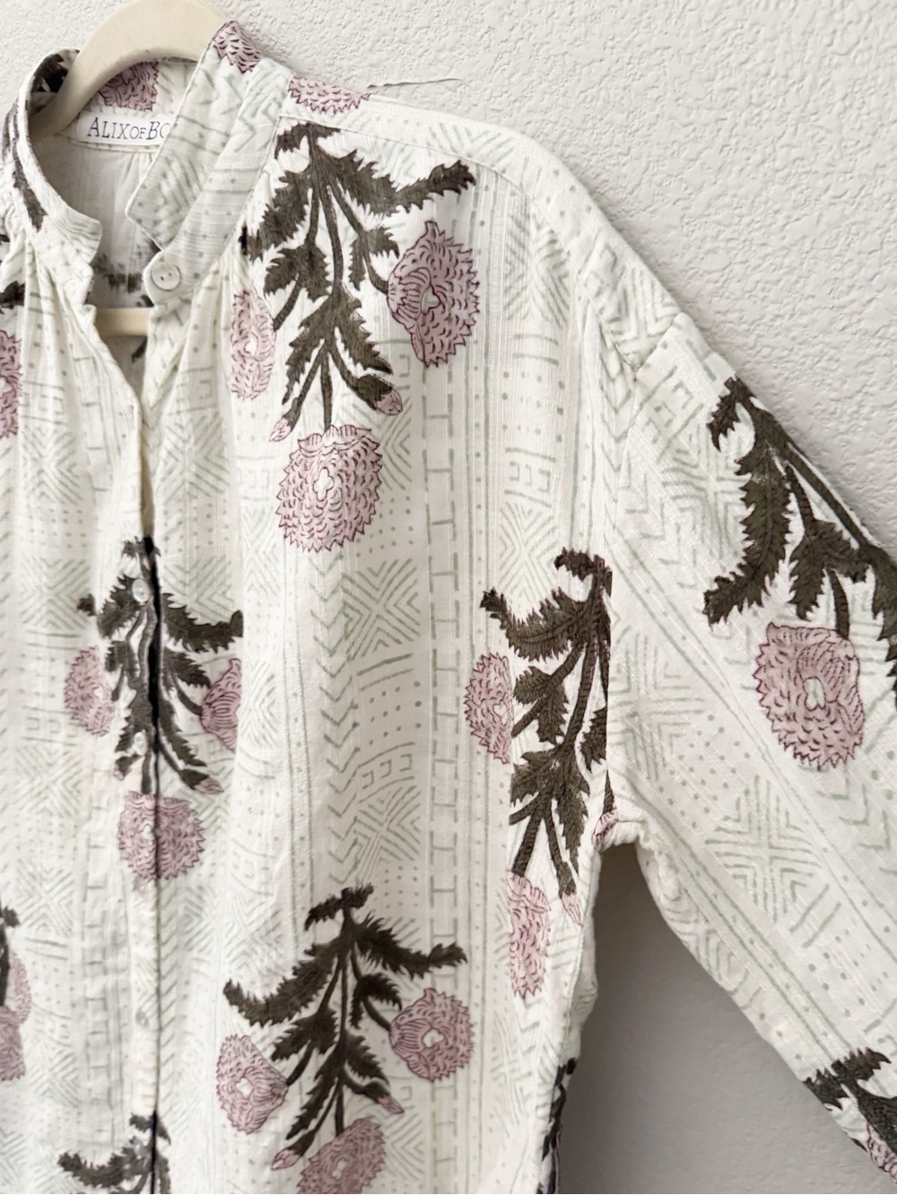 Alix of Bohemia Kiki Triple Bloom Shirt Small Cotton Boxy Relaxed Floral Boho - Picture 8 of 13